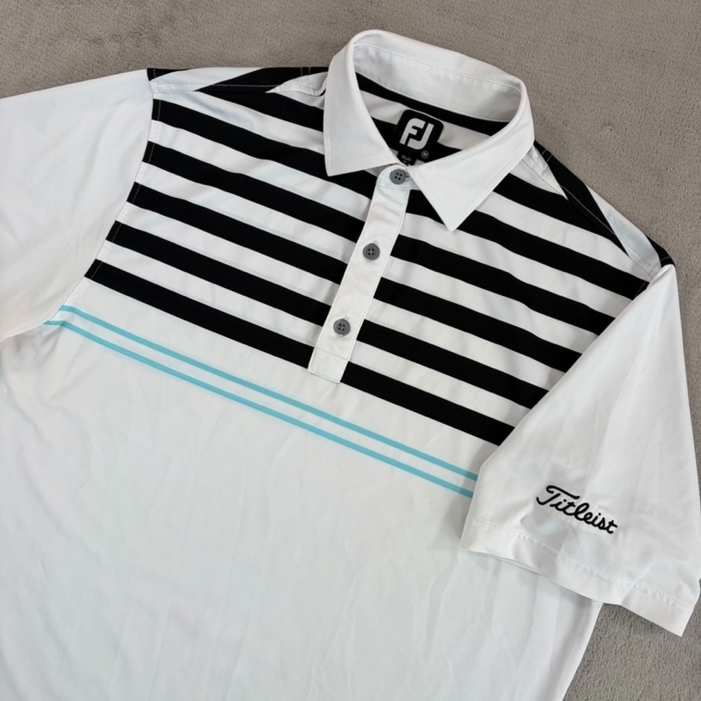 FootJoy x Titleist Embroidered Logo Lisle Engineered Golf Polo Shirt Men Medium